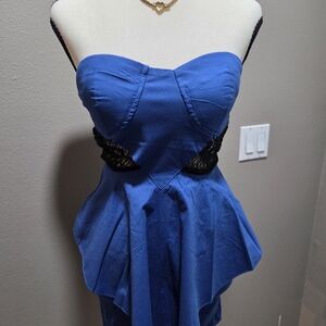 Oxford Circus Royal Blue Strapless Peplum Dress NWT